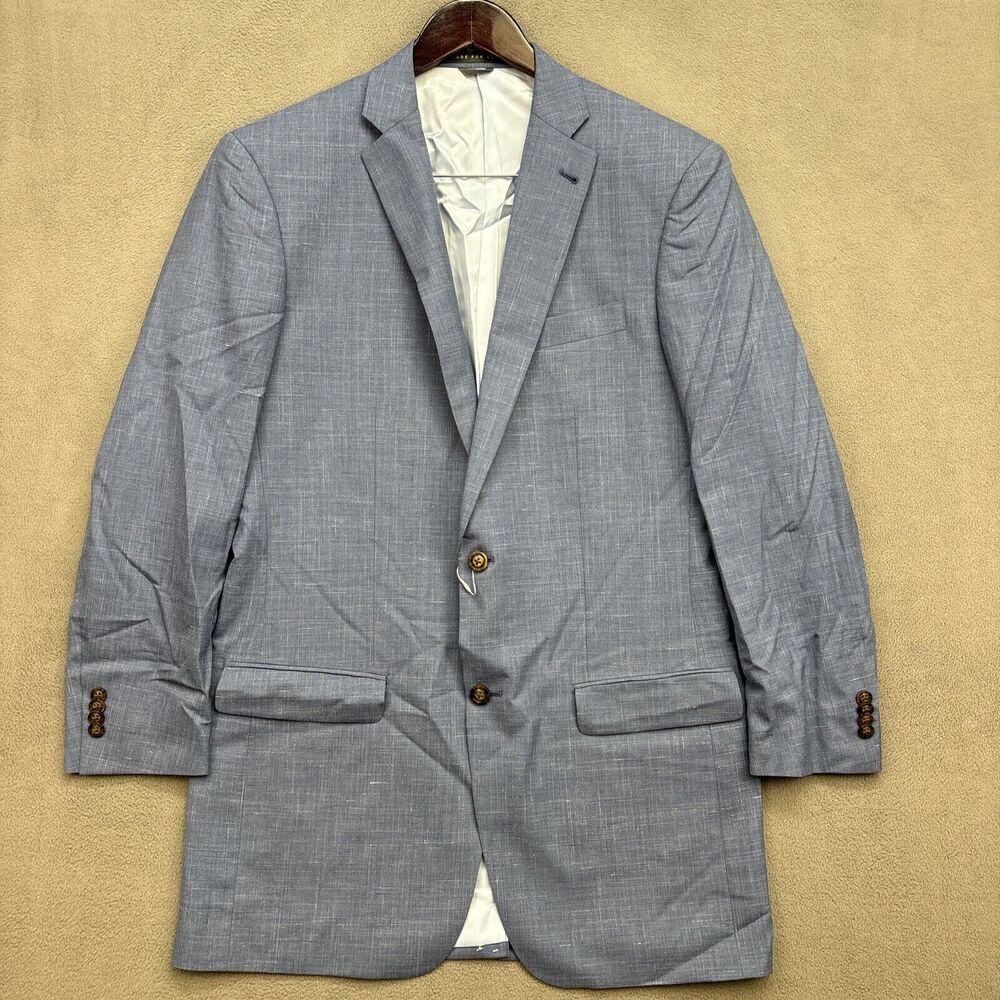 NEW Indochino Light Blue Wool Linen Blazer 2 Button Sport Coat Men's 42L